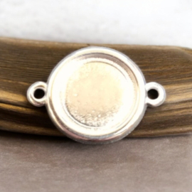 1 x DQ metaal setting 2 ogen antiek zilver voor cabochon tray Ø12mm (Nikkelvrij)