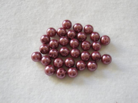 30 x prachtige glasparel 8mm Gat: 1mm kleur:   donker oud roze