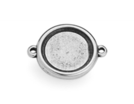 1 x DQ metaal setting 2 ogen antiek zilver kleur ca. 20 x 25 x 3mm Ø16mm oogje: 1,5mm (Nikkelvrij)