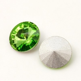 1 x Puntsteen Rivoli Preciosa voor Puntsteen SS50 Setting c.a. 12mm peridot