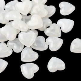 10 x Acryl kralen hart two tone opaque 22 mm – T-geboord – gat 2–2,4 mm – White