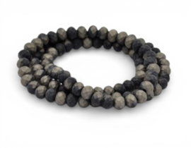 1 x Streng met ca. 72 glaskralen facet rondelle briolette 8 x 5 mm – gat 1 mm – black plated