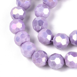 1 x Glaskralen streng facetgeslepen rond 7,8-8,2 x 7,8 mm – gat 1 mm – Lilac