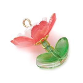 2 x Bloem bedel acryl 20,5 x 18 x 18,5 mm – gat 1,8 mm – Tomato