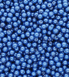 30 x glasparels 8mm gat c.a. 1mm kleur Donker Blauw