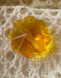 5 x Prachtige kristal facetkraal bloem 12 x 7,5mm amber