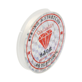 1 rol Crystal Tec plat elastiek 0,8mm wit c.a. 10 meter