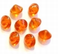 10 Stuks Glaskraal gebogen schijf transparant Oranje 10 mm