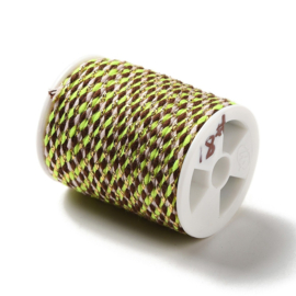 1 rol Metallic gevlochten koord – katoen/polyester mix – 1,5 mm – Lawn Green met goudkleurige draad – 4 meter