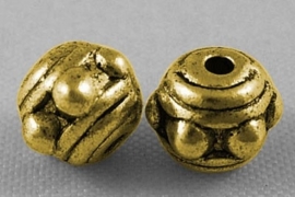 10 stuks tibetaans zilveren kraal 7mm x 5,5mm goudkleur
