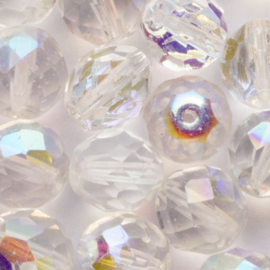 10 x ronde Tsjechië kraal kristal facet 10mm kleur: transparant gat: 1mm