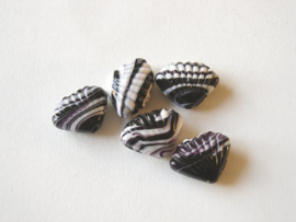 5 stuks Prachtige lampwork kraal in de vorm van een schelp 20 x 16 x 9mm Gat: 2mm