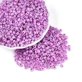 20 gram Glaskralen rocailles Ceylon 6/0 4 mm – gat 1,5 mm – Violet