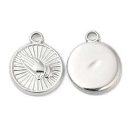1 x Non-Tarnish  RVS 304 bedel biddende handen, 19 x 16 x 2mm oogje 2mm