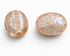 10 x Zilverfolie acryl kralen ovaal 22,5 x 17 mm – gat 2,5 mm – oud roze