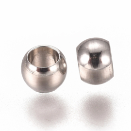 25 x RVS 316 chirurgisch roestvrijstalen knijpkralen rondel 3 x 2 mm – gat 1,8 mm – RVS kleur