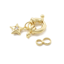 1 x Metalen boeisluiting veerslotje ster 23 mm – 18K goldplated (Nikkelvrij)