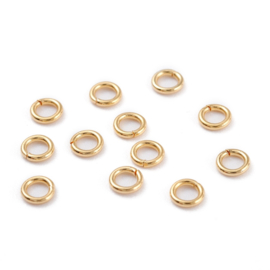 50 x  RVS metaal buigring 8 x 1mm real 18k Gold plated