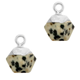 1 x Natuursteen hangers hexagon Greige-silver Spotted stone