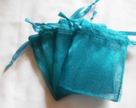 c.a. 100 stuks organza zakjes 7 x 9cm Turquoise