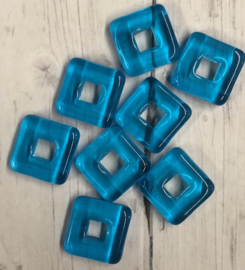 10 stuks vierkante kralen met een vierkant gat donkerblauw 12mm gat 4mm