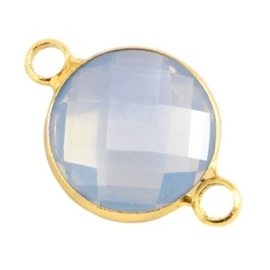 Crystal glas tussenstukken rond 12mm Light grey opal-Gold  (Nikkelvrij)