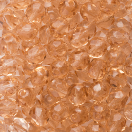 15  x ronde Tsjechië  kraal kristal facet 7mm kleur: zalm gat: 1mm
