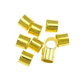 100 x  goud kleur knijpkralen buismodel 3 x 3mm gat: 2,5mm