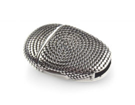 1x DQ metaal magneet sluiting 25 x 16mm ovaal met gat 10 x 2,5mm antiek zilver kleur (Nikkelvrij)