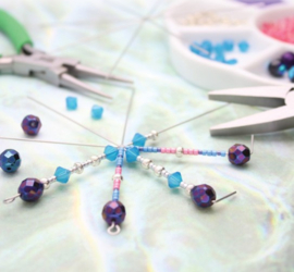 6 x Beadsmith draadster 8-spaaks 9,5 cm – oogje n.v.t. – platinum kleur