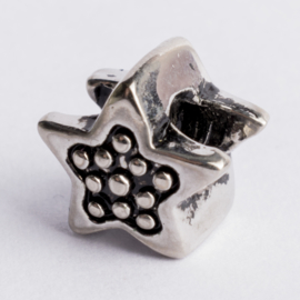 Be Charmed kraal zilver met een rhodium laag (nikkelvrij) c.a.10x 9mm groot gat: 4mm