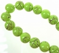 10 x Glaskraal rond edelsteen look Limegroen 12 mm