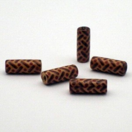 25 x Houten kraal 16x6mm gat c.a. 2,5mm