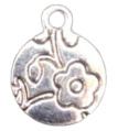 5x Tibetaans zilveren hanger van een bloem 16,2 mm x 12,7 mm oogje: 1,9 mm