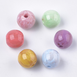 10 x ronde resin kralen gemeleerde pastel mix 12mm gat 3mm