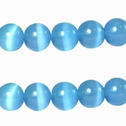 10 x Glaskraal cat-eye blauw 8 mm