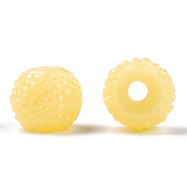 10 x Sparkling beads c.a. 8 x 7mm gat 1,8mm Ivory
