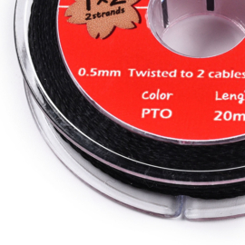 1 rol waxkoord katoen 0,5 mm – 20 meter – zwart