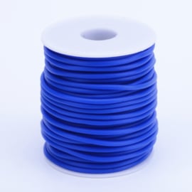 100 cm hol Rubber DQ koord 2mm  gat 1mm blauw