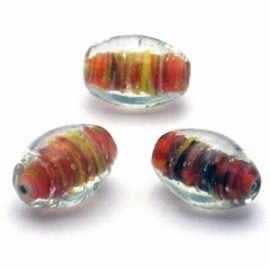 10 x glaskraal transparant kleurenmix 18x10mm