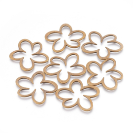 2 x metalen gesloten ring – bloemvorm 43 x 40 x 2 mm – geelkoperkleur