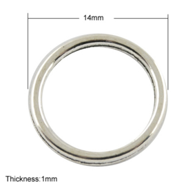 10 x Tibetaans zilveren gesloten ringen 14 x 1mm