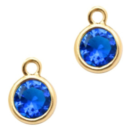 1 x DQ facethanger gekleurd Cobalt Blue - crystal-gold 7x10 mm