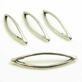 DQ metaal schuiver 44 x 11mm voor 2mm rond leer antiek zilverkleur	(Nikkelvrij)