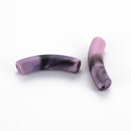 5 x Acryl kralen tube opaque gemstone style Plum ca. 33x8mm (gat Ø1.6mm)