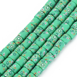 20 x handgemaakte polymeer klei kralen bloem aquamarine  6,5 x 6mm gat: 1,2mm column