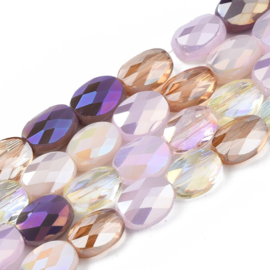 10 x Electroplate glaskralen ovaal 8x6x4 mm – Lilac AB-coating