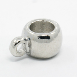 2 x Bails hanger, platinum metalen ring met oog 7 x 14 x 10mm Ø6mm oogje 2mm