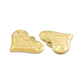 1 x Ion Plating (IP) RVS 304 hart bedel Real 18k Gold Plated, 24 x 25,5 x 2mm oogje 3mm