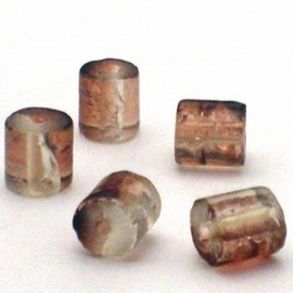 30 stuks crackle glas kralen cilinder vorm 7 x 8mm cola transparant